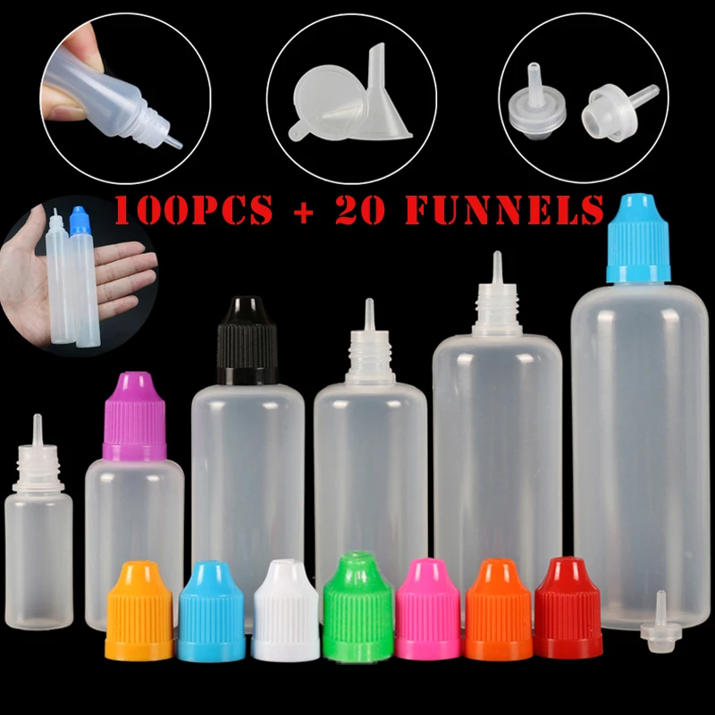 Juice Bottle Dropper - 100 pz 3/5/10/15/20/30/50/100/120 ml Vuoto LDPE
